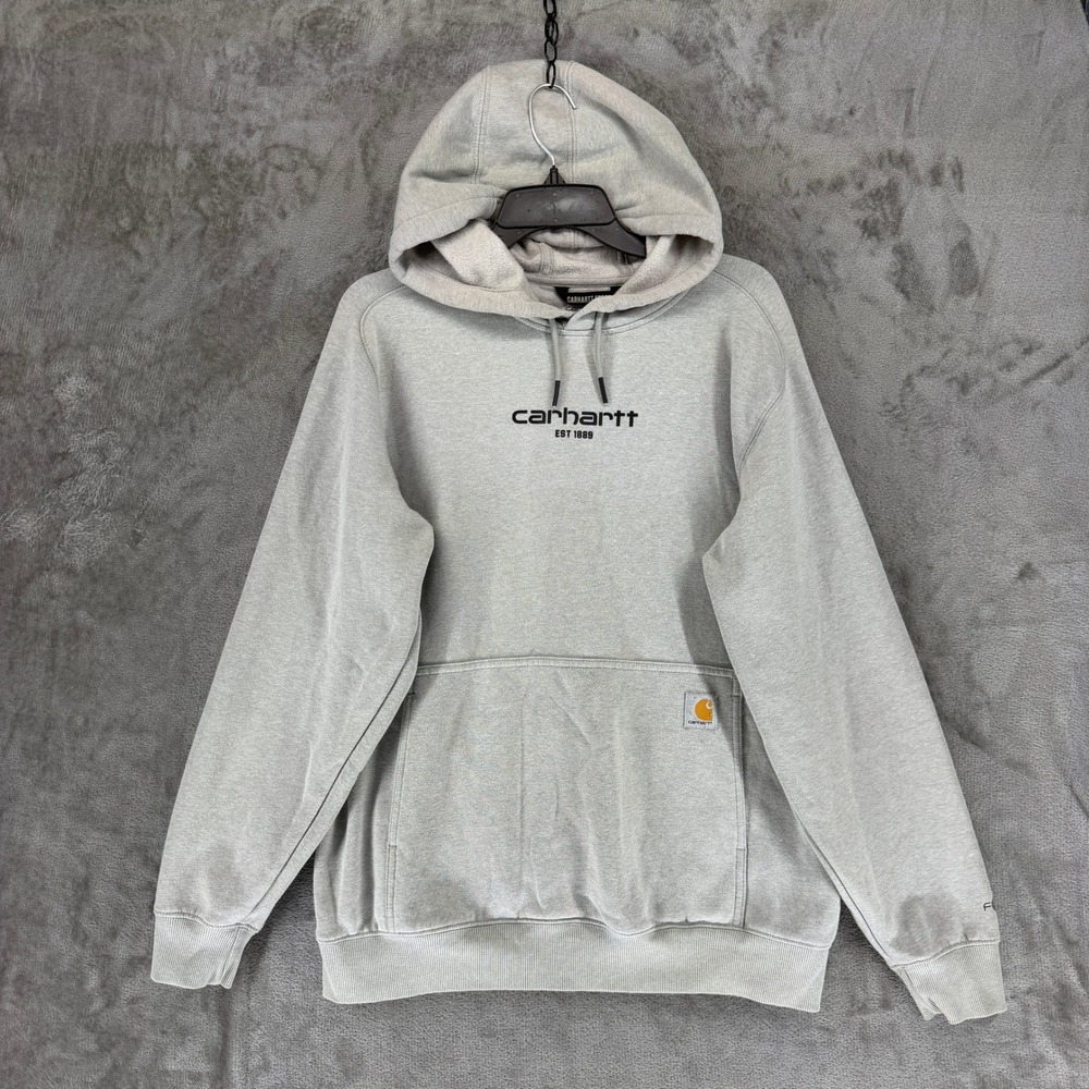 Carhartt‎ Force Relaxed Fit Hoodie Mens Medium Gray Logo Sweatshirt TS6655-M